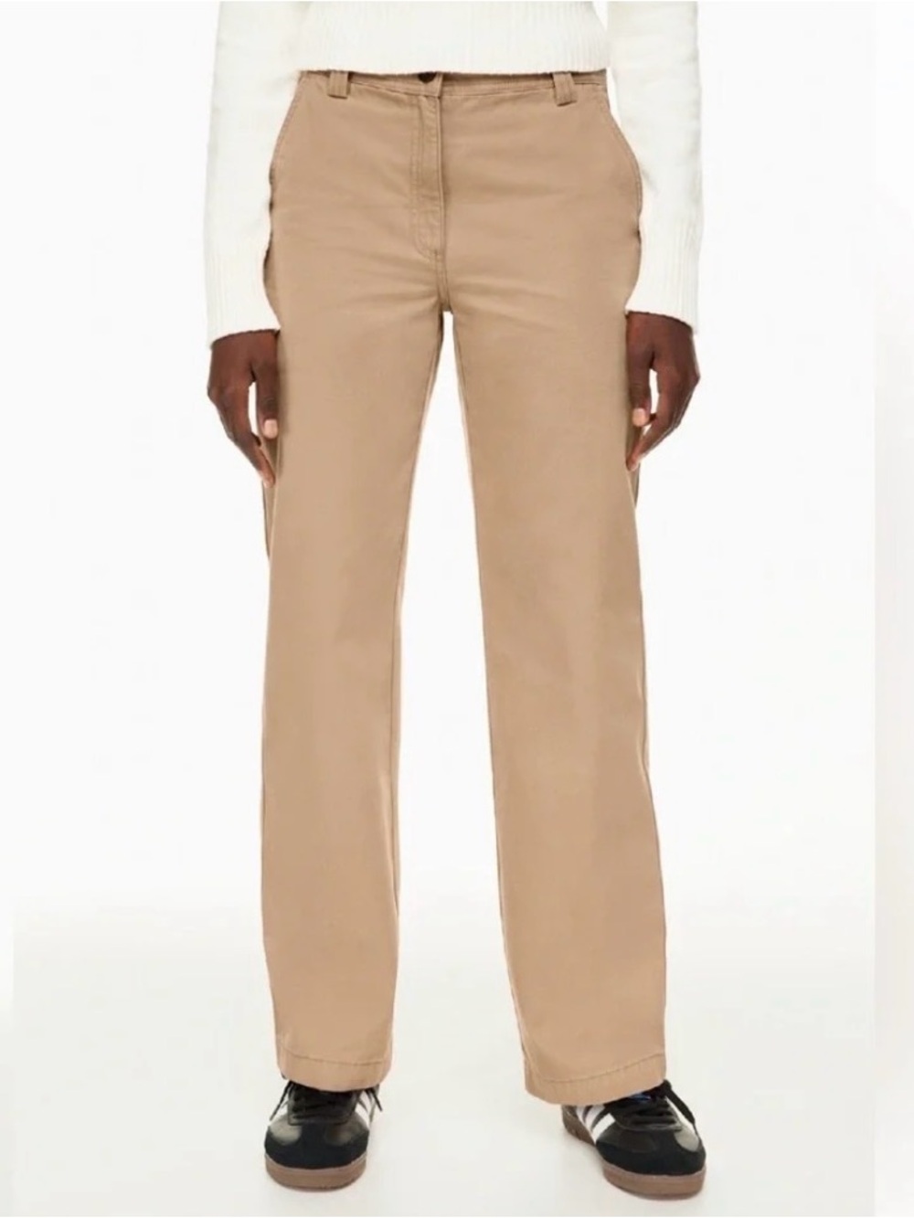 Sunday Best Straight-Leg High Waist Chino Pants in Khaki